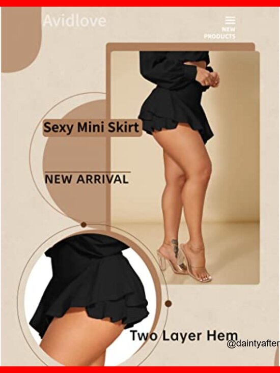 Sexy Mini Skirt with Ruffle Trim High Waist Two Layer Hem - Picture 5 of 7